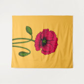 Rode papavertekening wandkleed (Voorkant (horizontaal))