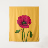 Rode papavertekening wandkleed (Voorkant)