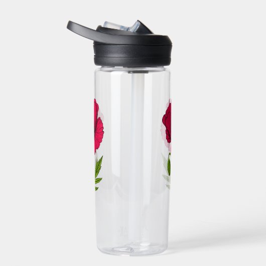 Rode papavertekening waterfles (Rechts)