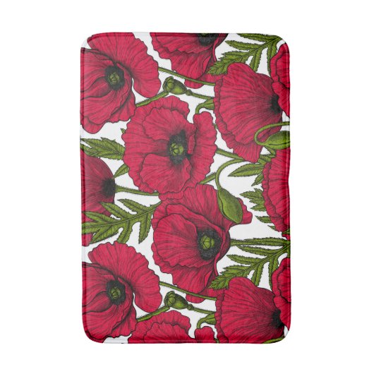 Rode papavertuin 2 badmat (Voorkant Verticaal)