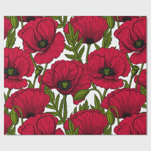 Rode papavertuin 2 cadeaupapier (Vlak)