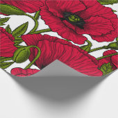 Rode papavertuin 2 cadeaupapier (Hoek)