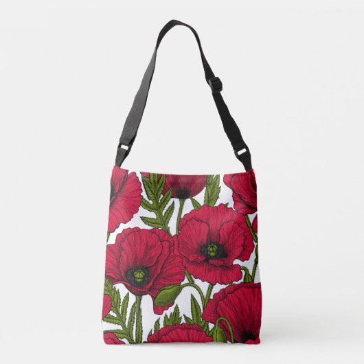 Rode papavertuin 2 crossbody tas (Achterkant)