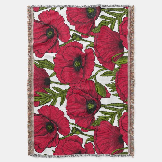 Rode papavertuin 2 deken (Voorkant Verticaal)