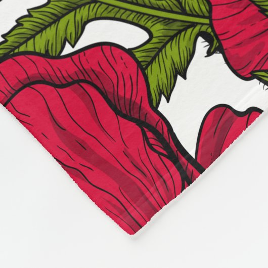 Rode papavertuin 2 fleece deken (Hoek)