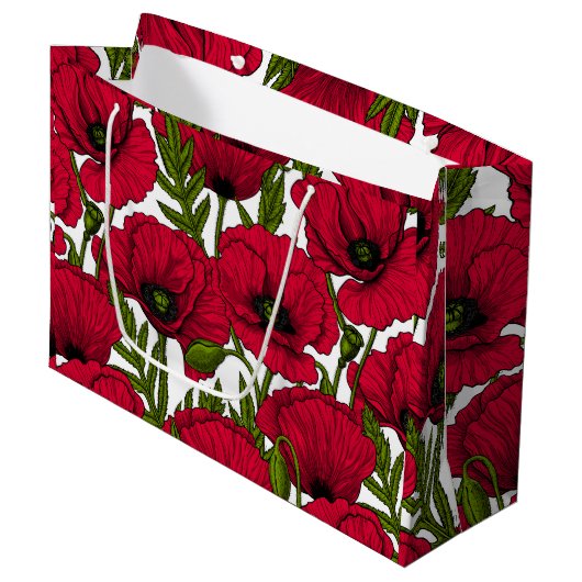 Rode papavertuin 2 groot cadeauzakje (Voorkant Gekanteld)