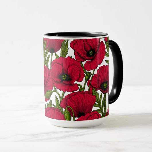 Rode papavertuin 2 mok (Voorkant rechts)