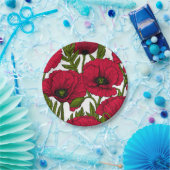 Rode papavertuin 2 papieren bordje (Feest)