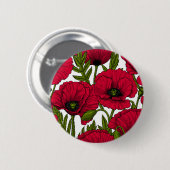 Rode papavertuin 2 ronde button 5,7 cm (Voorkant /achterkant)