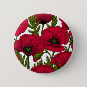 Rode papavertuin 2 ronde button 5,7 cm