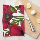 Rode papavertuin 2 theedoek (Quarter Fold)