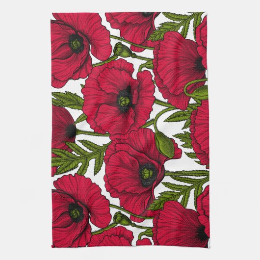 Rode papavertuin 2 theedoek (Verticaal)