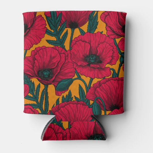 Rode papavertuin blikjeskoeler (Voorkant)