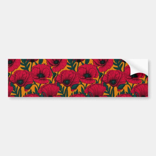 Rode papavertuin bumpersticker (Voorkant)