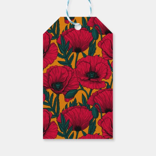 Rode papavertuin cadeaulabel (Achterkant)