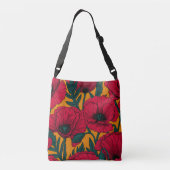 Rode papavertuin crossbody tas (Achterkant)