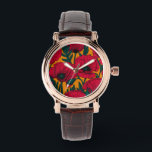 Rode papavertuin horloge<br><div class="desc">Vectorpatroon gemaakt van met de hand getrokken rode papavers.</div>