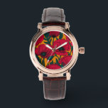 Rode papavertuin horloge<br><div class="desc">Vectorpatroon gemaakt van met de hand getrokken rode papavers.</div>