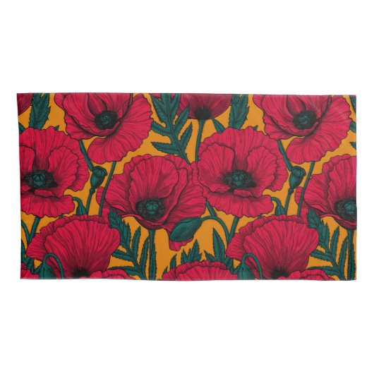 Rode papavertuin kussensloop (Achterkant-Rechts)