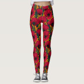 Rode papavertuin leggings (Voorkant)