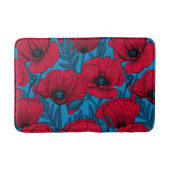 Rode papavertuin op blauw badmat (Voorkant)