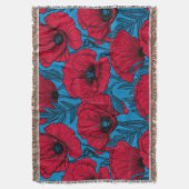 Rode papavertuin op blauw deken (Voorkant Verticaal)