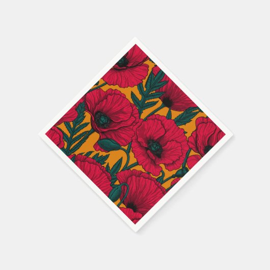 Rode papavertuin servet (Hoek)