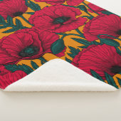 Rode papavertuin sherpa deken (3/4)