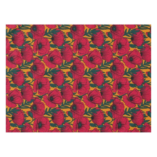 Rode papavertuin tafelkleed (Voorkant (Horizontaal))