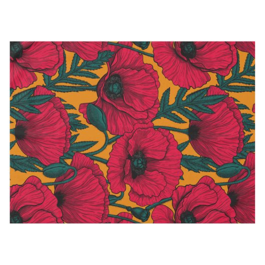 Rode papavertuin tafelkleed (Voorkant (Horizontaal))