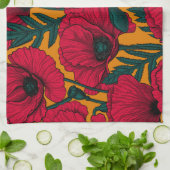 Rode papavertuin theedoek (Gevouwen)