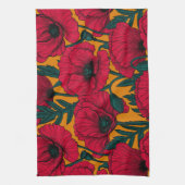 Rode papavertuin theedoek (Verticaal)