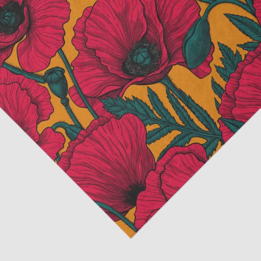 Rode papavertuin tissuepapier (Detail)