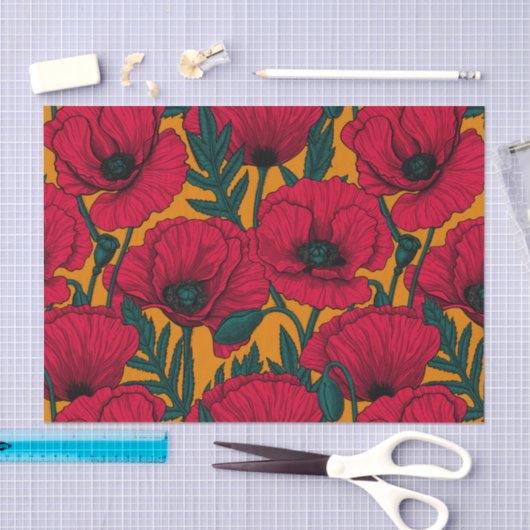 Rode papavertuin tissuepapier (Craft)