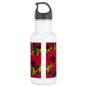 Rode papavertuin waterfles  (Achterkant)