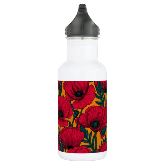 Rode papavertuin waterfles  (Rechts)