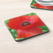 Rode papaverventilator bier onderzetter (Linkerzijde)