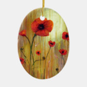 Rode papaverventilator keramisch ornament (Voorkant)