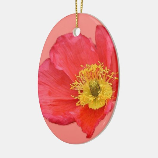 Rode papaverventilator keramisch ornament (Links)