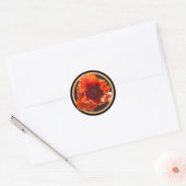 Rode papaverventilator ronde sticker (Envelop)