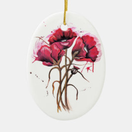 Rode papaverWaterverf Keramisch Ornament