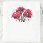 Rode papaverWaterverf Ovale Sticker (Tas)