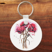 Rode papaverWaterverf Sleutelhanger (Voorkant)