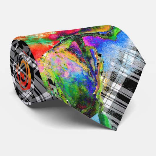 Rode papaverzwart en witte vlecht stropdas (Opgerold)