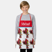 Rode papegaai Macaw Kleurrijke Blauwe Kinder Jonge Schort (Gedragen)