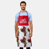 Rode papegaai Macaw Kleurrijke Blauwe Vaders Keuke Schort (Gedragen)