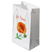 Rode papegaaibloem, botanische spoelzak klein cadeauzakje (Achterkant Gekanteld)