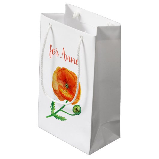 Rode papegaaibloem, botanische spoelzak klein cadeauzakje (Achterkant Gekanteld)