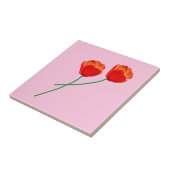 Rode papegaaibloemen — Heart Pastel Roze Tegeltje (Zijkant)