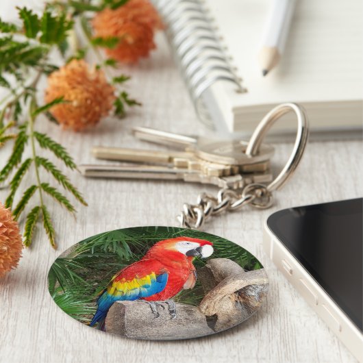 Rode papegaaien sleutelhanger (Zijkant)